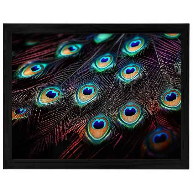 Plakát Rámeček Dřevo Paví Pera Páv Barevné Oči Příroda Peacock 80x60