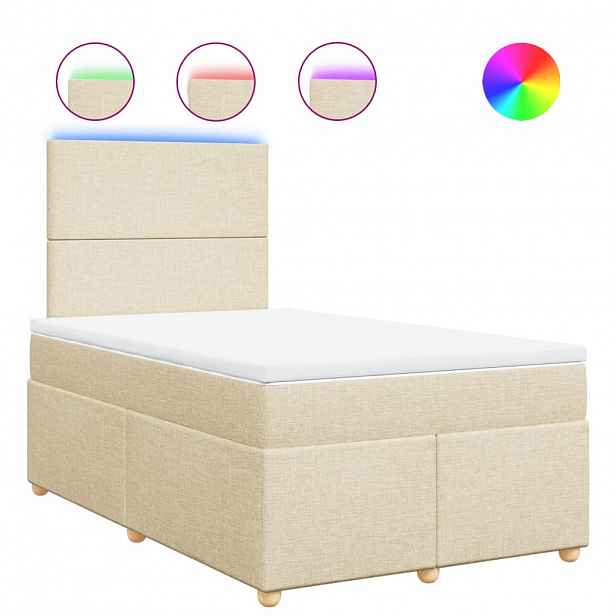 vidaXL Box spring postel s matrací krémová 120x190 cm textil