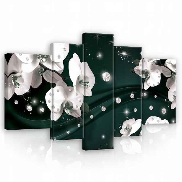 Obraz 5 Částečný Květiny Orchidej Zelený Diamanty Abstrakce 170x100