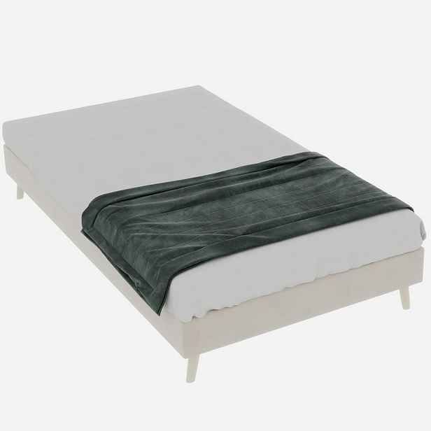 OKWISH POSTEL 90/200 cm béžová z látky a kovu s hravým čalouněným čelem a úložným prostorem