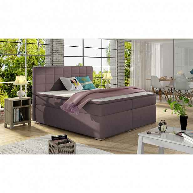 Boxspring HIRSUTA 08 140x200,  fialová látka