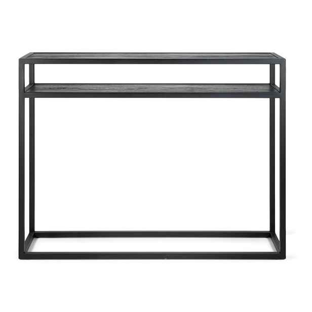 Černý konzolový stolek s deskou z dubového dřeva 30x120 cm Daniël – Spinder Design