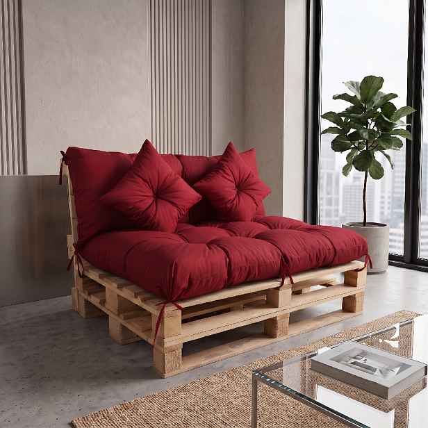 Interiérový polstr na palety LIVING 10 červená – do obývacího pokoje MyBestHome