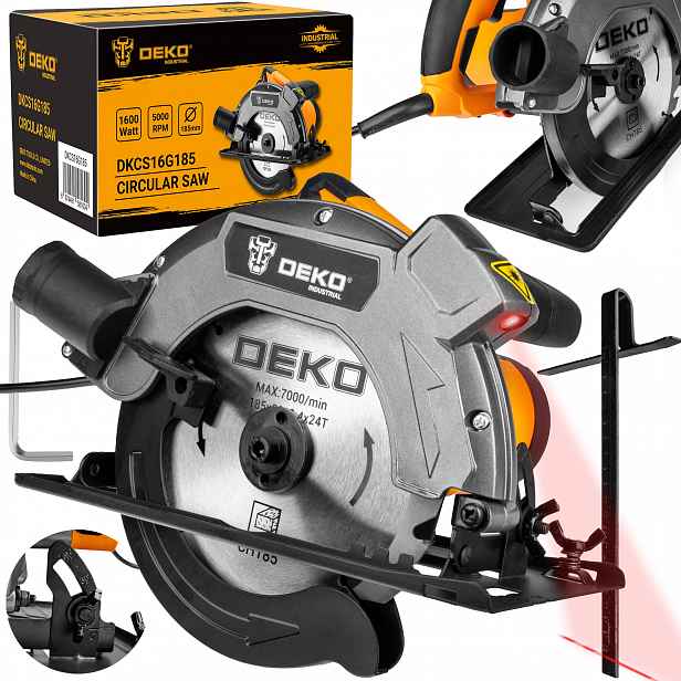 Okružní Pila Ruční Na Dřevo 1600W Kotouč 185MM Deko