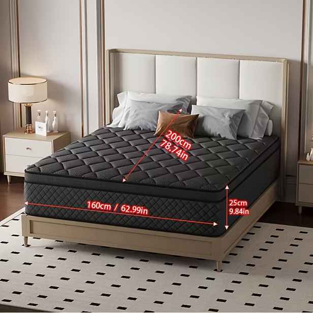TEMU Matrace s nezávislými kapslovými pružinami, matrace s vrstvou paměťové pěny, dvoulůžková matrace, ergonomický design, střední tvrdost, luxusně