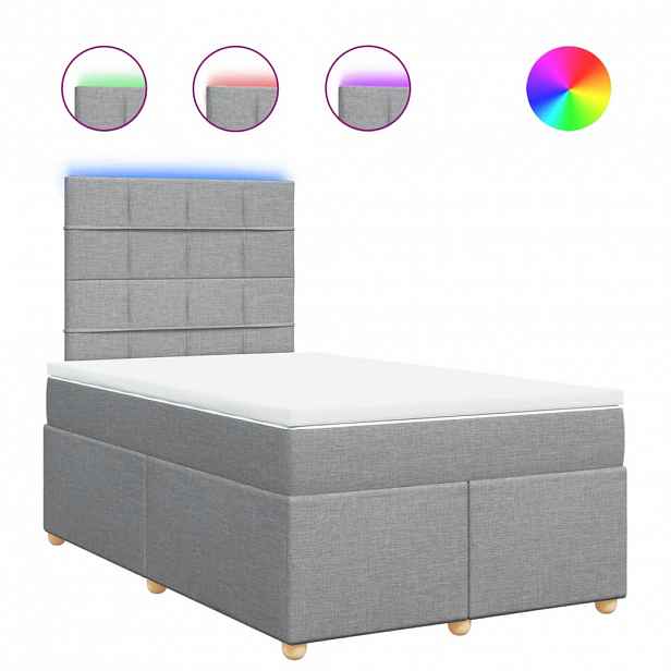 vidaXL Box spring postel s matrací světle šedá 120x190 cm textil