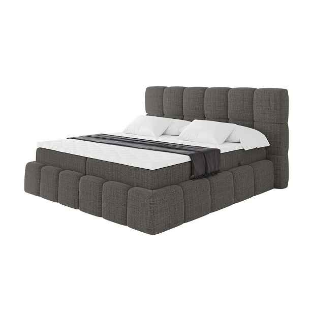 ALTDECOR KONTINENTÁLNÍ POSTEL s matrací H3 - AURI - 200x200 cm Tmavě šedá