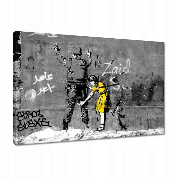 Hodiny 60x40 Banksy holčička