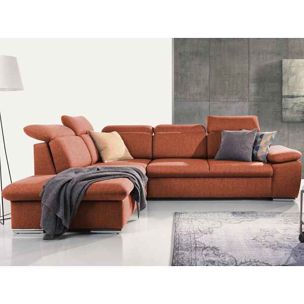 Rohová sedačka Aldon, cihlová strukturovaná látka, levý roh