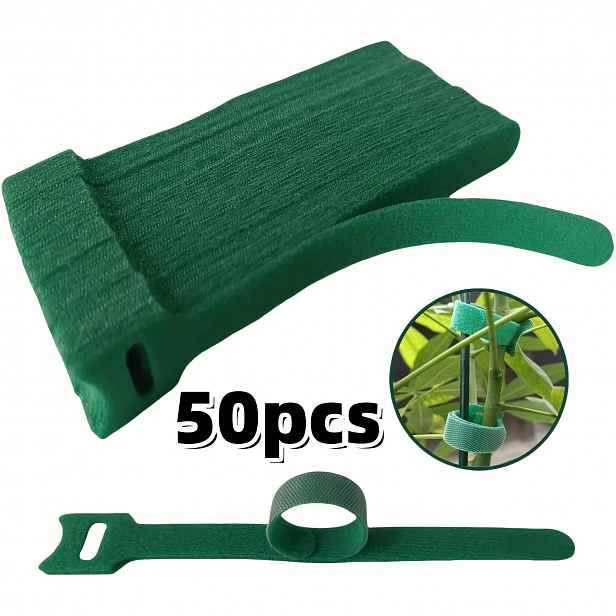 TEMU 50/100 ks Zelené nastavitelné nylonové popruhy s kovovými očkami a suchým zipem – 15 cm (6 palců) pro šplhavé rostliny, zahradničení, výrobu