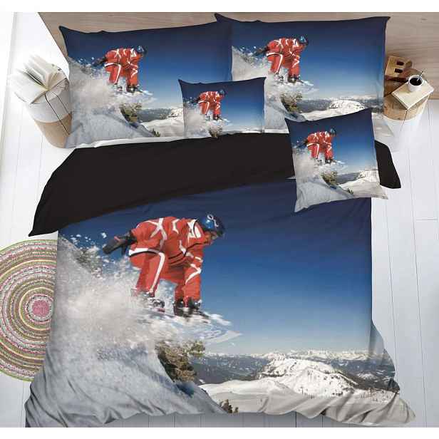 TP  Sedmidílná sada 3D povlečení se vzorem 140x200+70x90  Snowbordista červený