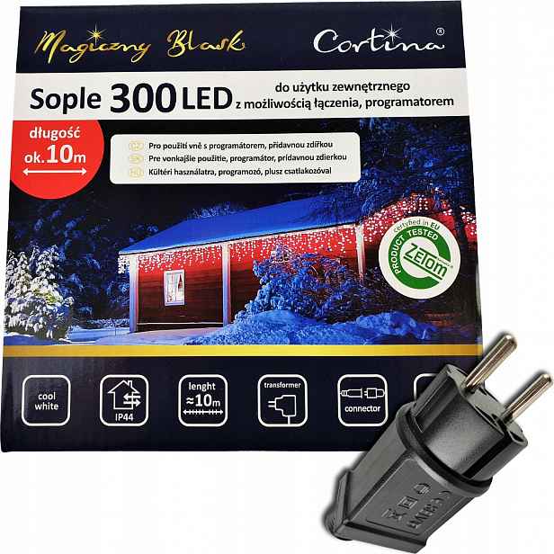 Vánoční Osvětlení Na Stromeček Sople 300LED Wew/zew 8 Funkcí 15M Závěs Vánoční Stromek