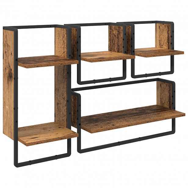 vidaXL Sada nástěnných polic 4 ks Staré dřevo 65 x 25 x 30 cm
