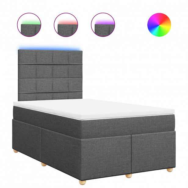 vidaXL Box spring postel s matrací tmavě šedá 120x190 cm textil