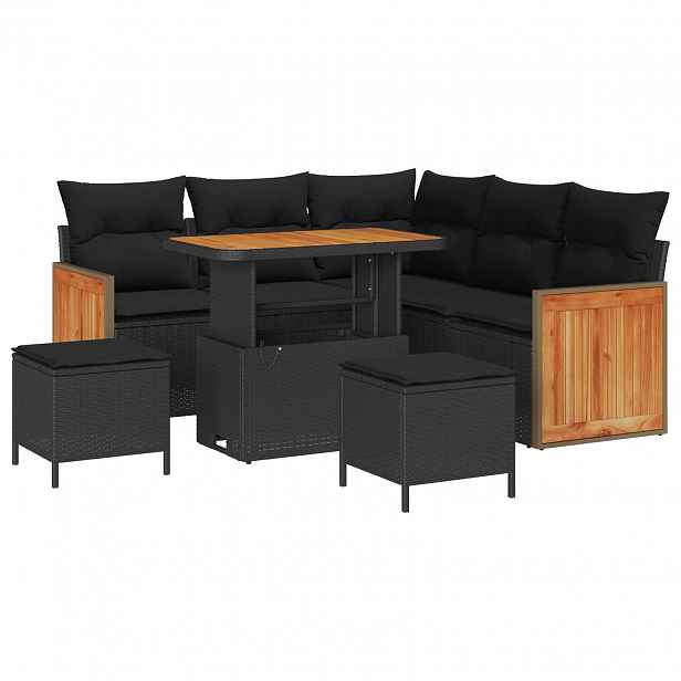 vidaXL Sada zahradních pohovek 8 ks 8-Počet míst Černá