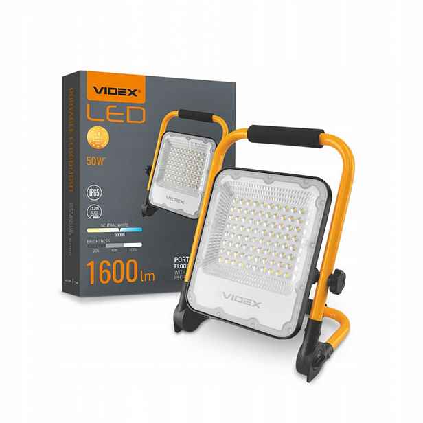 Halogenová nabíjecí Led lampa s podstavcem Videx 50 W 1600 lm IP65