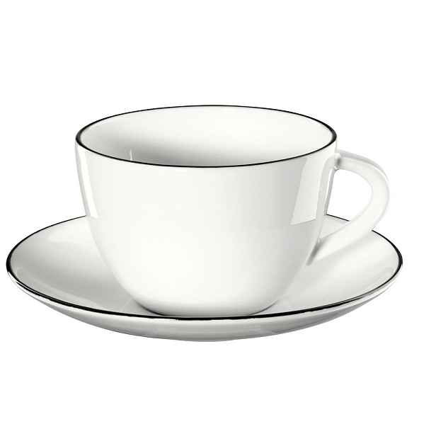 Hrníček s podšálkem a proužkem 210 ml A TABLE LIGNE NOIR ASA Selection - bílý