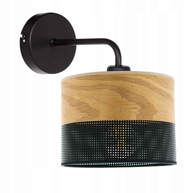 Nástěnná Lampa Ažurová Stínidlo 20 CM Díry Oblouk Dřevo Loft