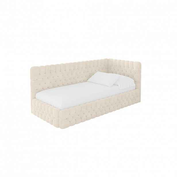 ALTDECOR JEDNOLŮŽKOVÁ POSTEL pro mládež s úložným prostorem a matrací H3/H4, vlevo - MULY 80x200 béžová