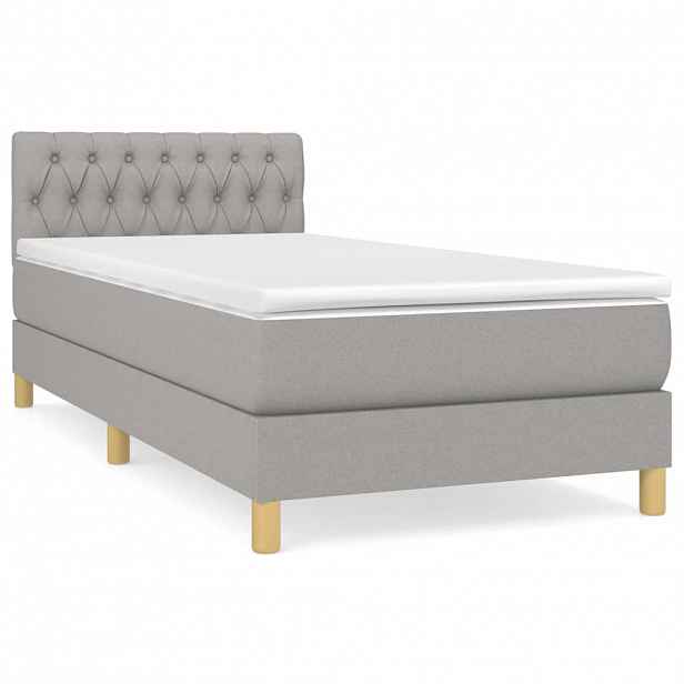 vidaXL Box spring postel s matrací světle šedá 90x190 cm textil