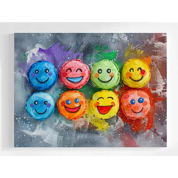 Plakát Emotikony Smajlíci Tváře Emoce Úsměv Barvy 100x75