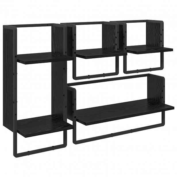 vidaXL Sada nástěnných polic 4 ks Černý dub 65 x 25 x 30 cm