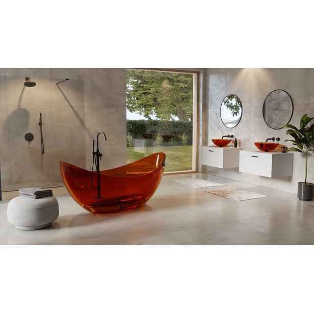 BESCO Volně stojící vana AXYA ze syntetické pryskyřice — Barva - Hnědá, Barva sifonu - Chrom, Rozměr vany - 180 × 80 cm