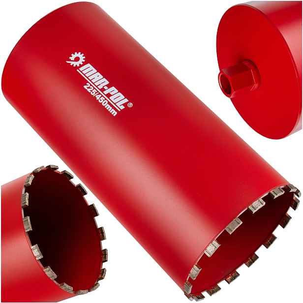 Korunkový Vrták Děrovačka 225X10X450MM 18T 1 1/4" Pro Betonu Vrták
