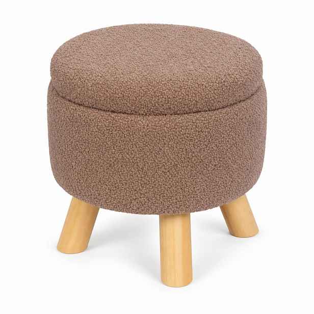 Relaxdays TABURET Hnědá teddy látka s úložným prostorem 30x33 cm