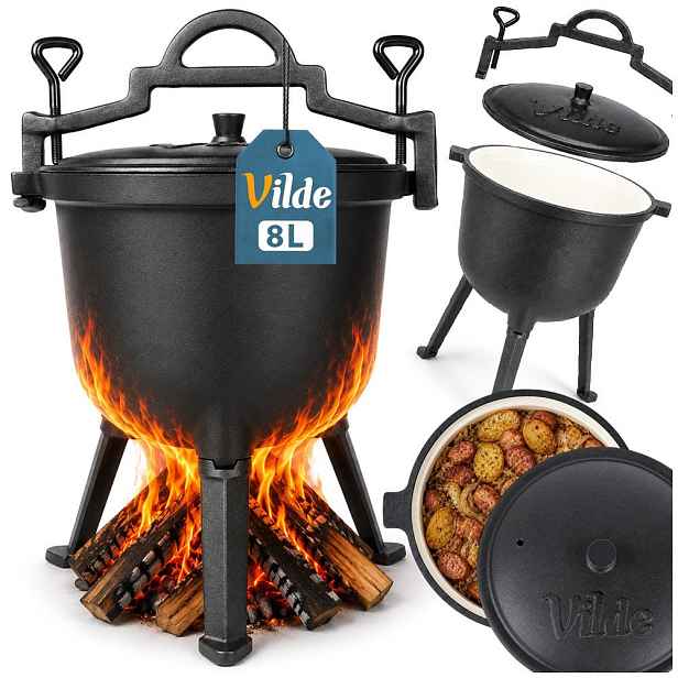 Smaltovaný Litinový kotlík na pečeně, pažitky, 8 l