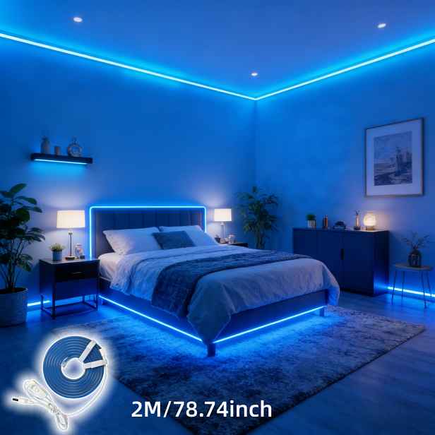 TEMU Hluboká modrá neonová LED světla, USB napájený flexibilní LED pásek, vhodný do obývacích pokojů, ložnic, herních místností, schodišť, barových