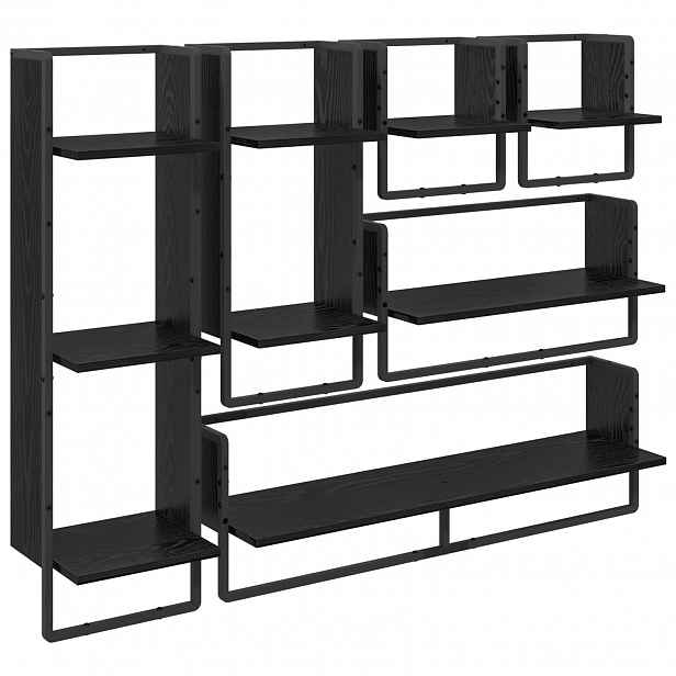 vidaXL Sada nástěnných polic 6 ks Černý dub 100 x 25 x 30 cm