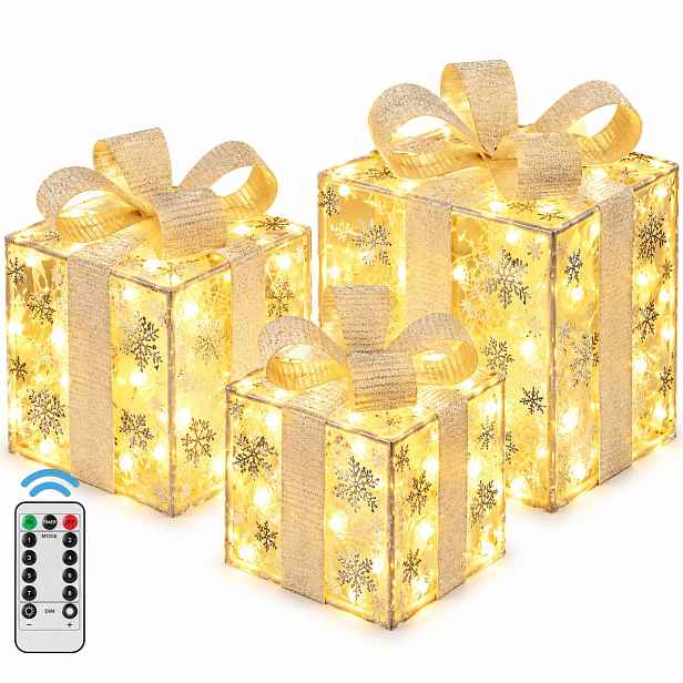 Led Vánoční Dárky 3 Ks 50 Diod Dálkové Ovládání Časovač 8 Režimů Na Baterie