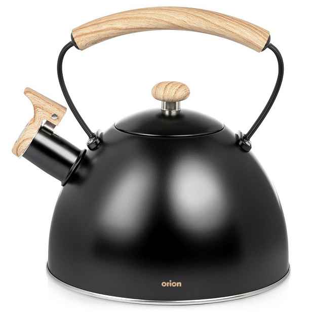 Konvice s píšťalkou, černá Black, 2,3 l