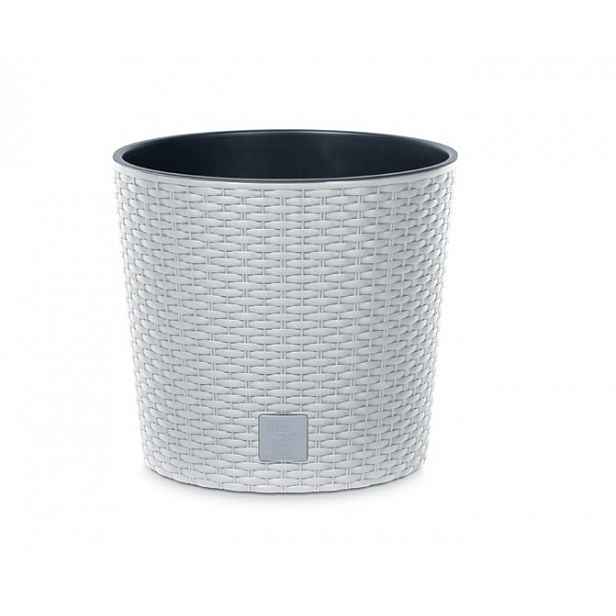 Nízký květináč Rattan 30 Bílý PP-DRTUS300L