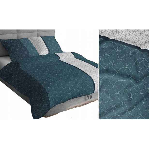 Povlečení 160x200 tyrkysová tmavá bílá geometrie pruhy 4894A bav