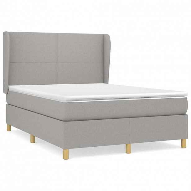 vidaXL Box spring postel s matrací světle šedá 140 x 190 cm textil