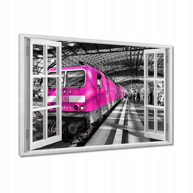 Obrazy 120x80 Růžový vlak Lokomotiva