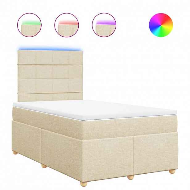 vidaXL Box spring postel s matrací krémová 120x190 cm textil