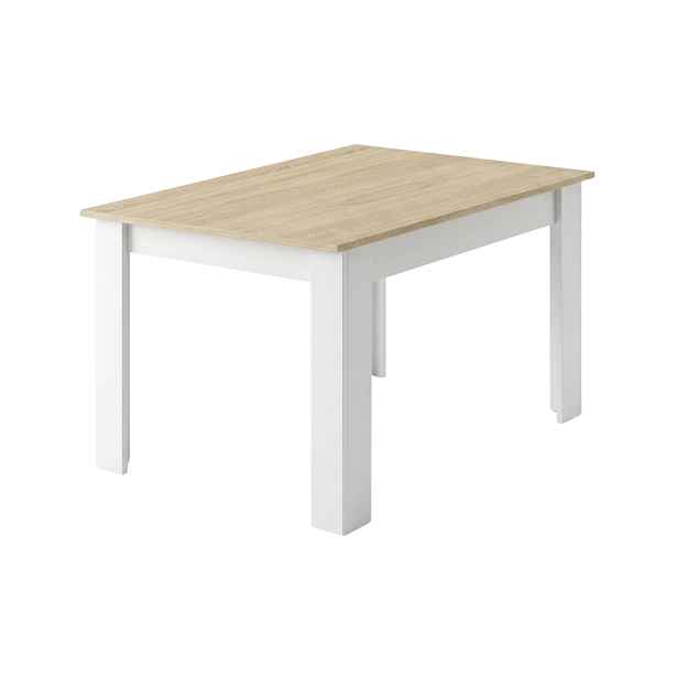Bílý jídelní stůl s deskou v dekoru dub sonoma MADO 120x80