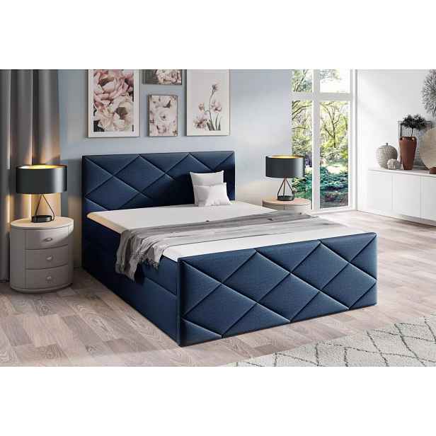 Postel s matrací a roštem HALKA - 140x220, modrá 4 + topper ZDARMA
