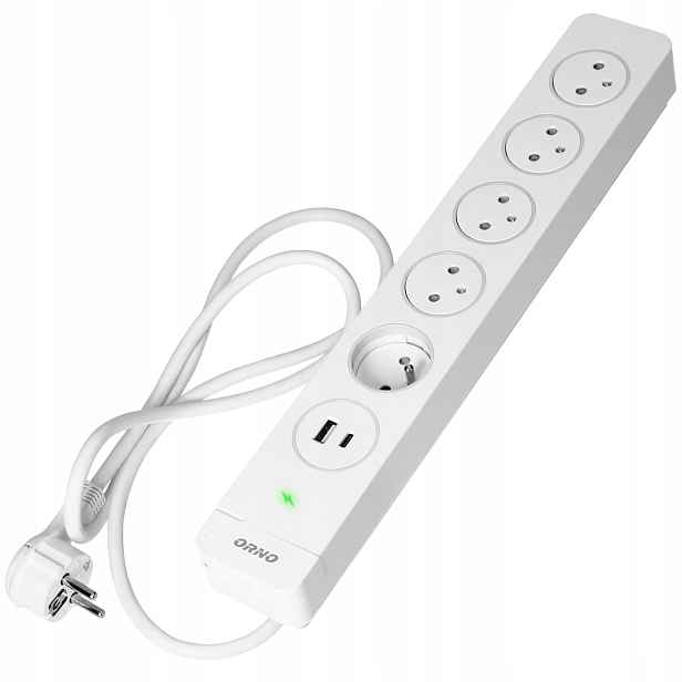 Prodlužovací Kabel přepěťová ochrana, lišta Orno 1,5 m, 5 ks zásuvek