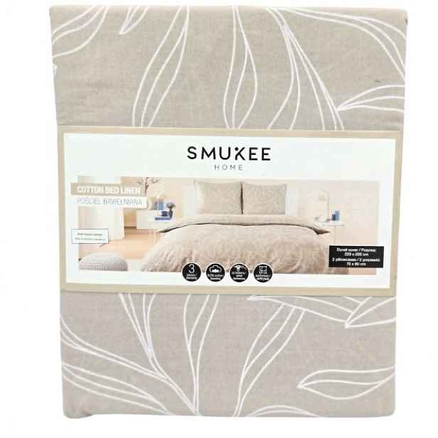 Smukee sada povlečení béžová 200 x 220 cm povlečení pro dvě osoby