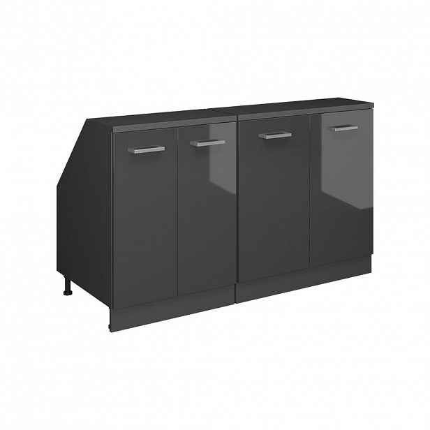 Vicco SADA SKŘÍNÍ PRO ŠIKMOU STŘECHU Rion Antracitový vysoký lesk 140 cm Sada 2 korpusů skříně hloubka 60 cm
