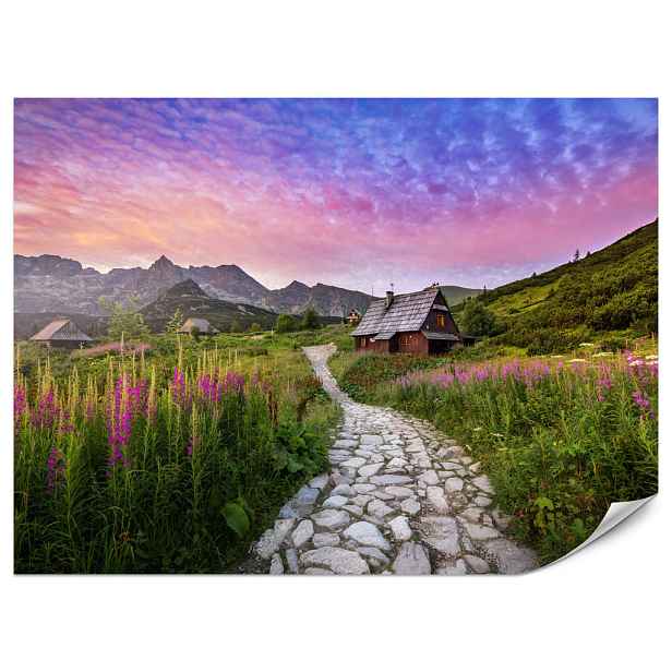 Muralo FOTOTAPETA do Ložnice Horská Krajina Dřevěná Chata Příroda 150x105