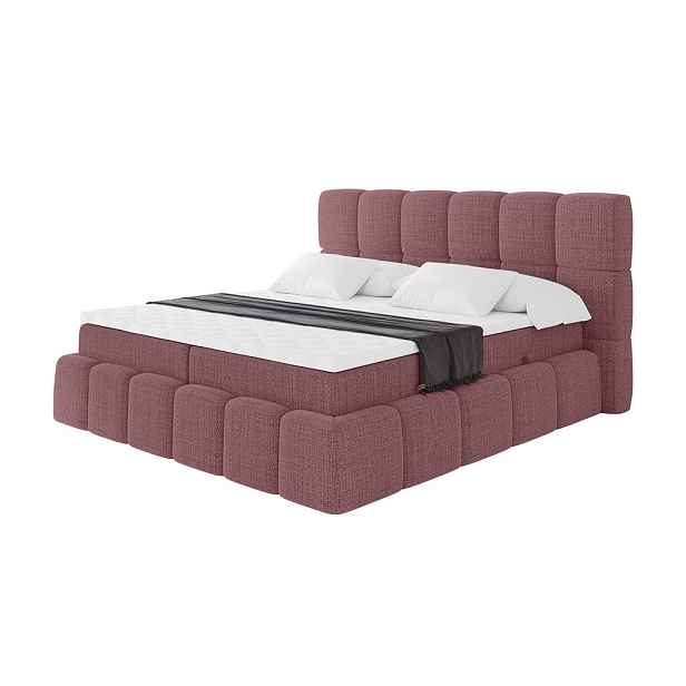 ALTDECOR KONTINENTÁLNÍ POSTEL s matrací H3 - AURI - 200x200 cm Růžová