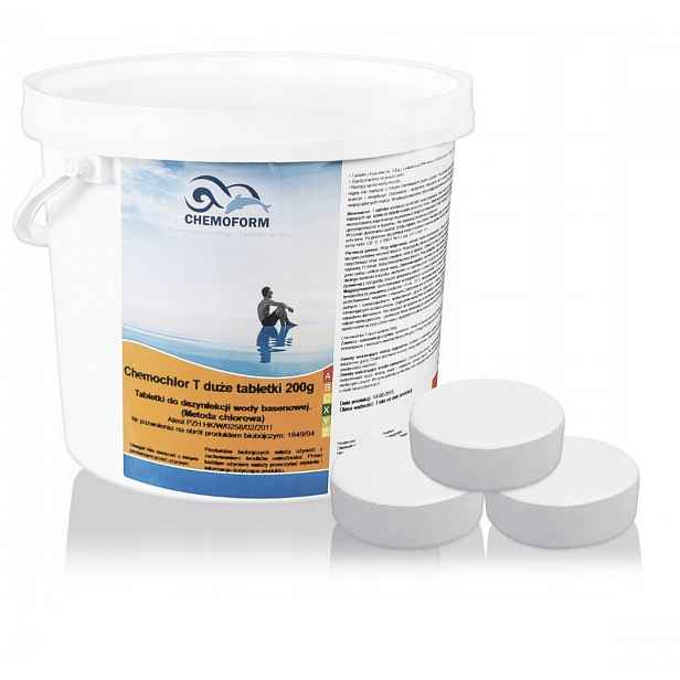 Chemo Chlor T Velké stabilizované tablety do bazénu Jacuzzi Chemoform 200 g 3 kg