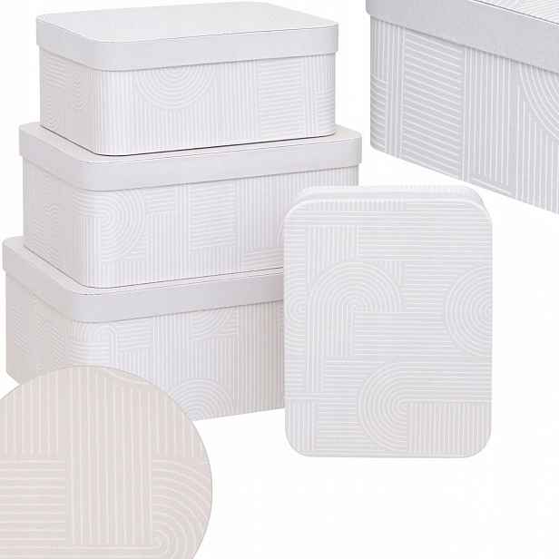 Kartonové Krabice pro skladování Set 4 Kusů ozdobný vzor Organizéry