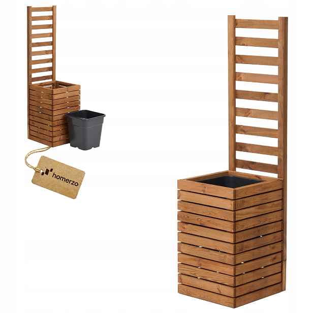 Zahradní květináč dřevěný s mřížkou pergola 132 cm, vložka 1x18 l, hnědý