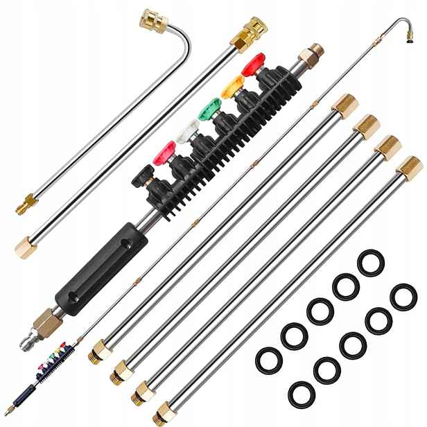 Sada 7 Prodlužovacích Lanek Pro Karcher Lanka 2,6 M 1/4“ Ohnutá Tryska